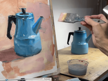 Pintura de una cafetera del natural