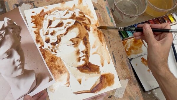 aprender a pintar un busto a la acuarela