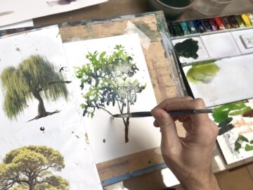 Como pintar árboles con acuarela. 1 El Naranjo